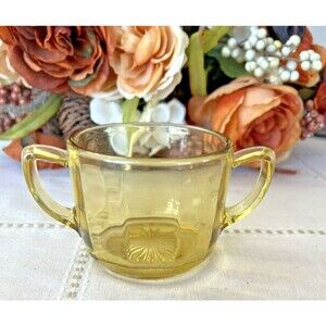 Vintage Federal Glass Amber Color Sugar Bowl – Double Handle